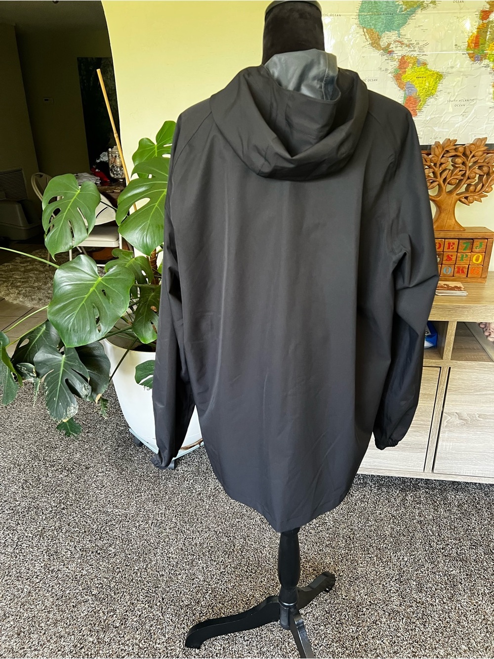 Port Authority Black Hooded Raincoat with Yellow Logo Patch - Picture 5 of 9